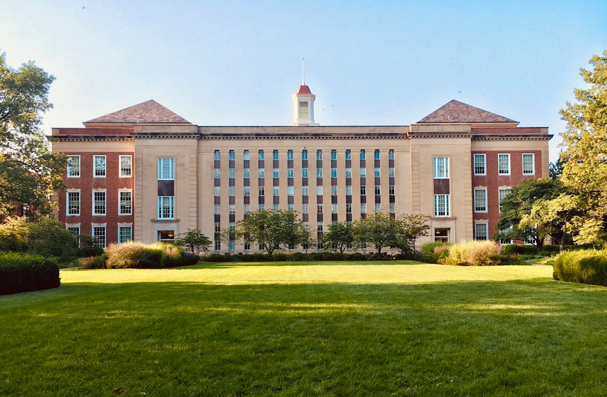 Modern campus lecture hall with tiered seating